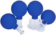 4Pcs/Set μπλε κενός να κοιλάνει φλυτζανιών οικογενειακός μεσημβρινός βελονισμός μασάζ σώματος αναρρόφησης γυαλιού PVC επικεφαλής